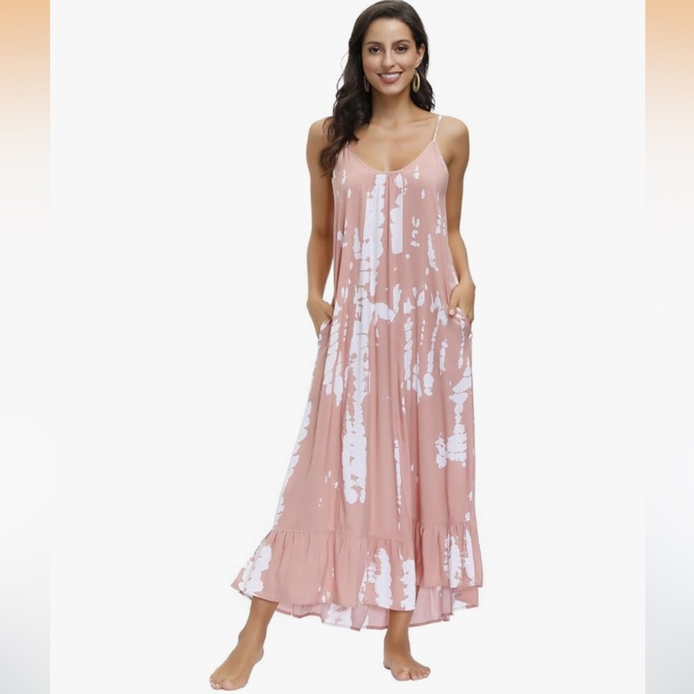 Elegant Pink Floral Maxi Dress